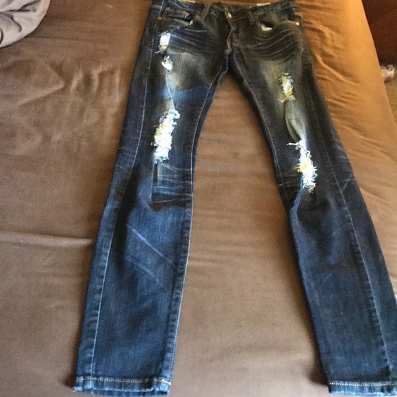 Dark blue ripped jeans - Picture 1 of 2